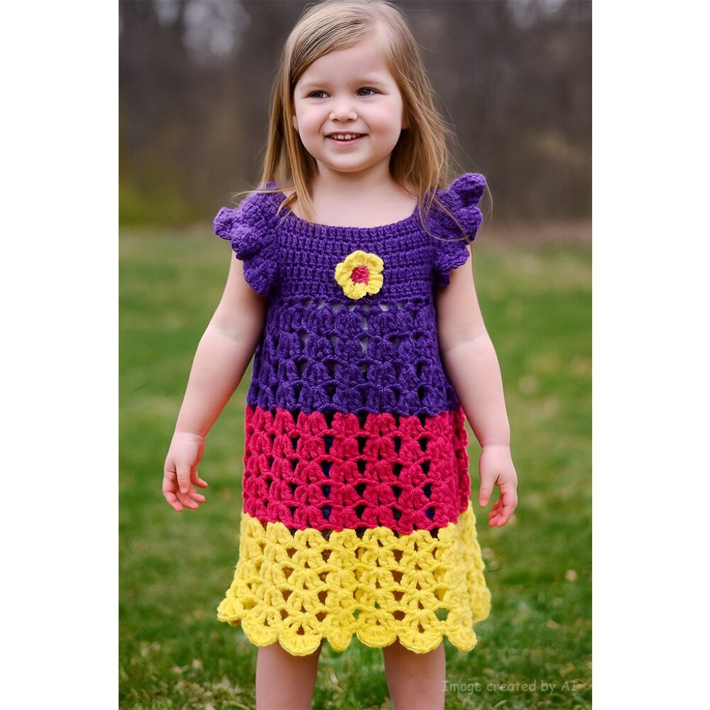 Vintage Crocheted Handmade Babydoll Dress Size Medium/Large